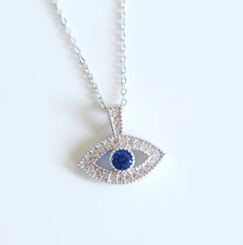 Skutočné 925 Sterling Silver Náhrdelník Turecko Kolo Zlé Oko modré cz Náhrdelníky AAA Zirconia Pre Ženu Šperky Reťazca