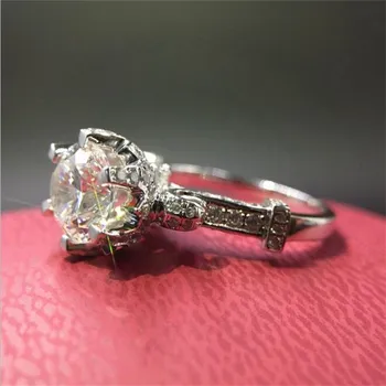 Skutočné Pevné 925 Sterling Silver Krúžky pre Ženy s jedinečným dizajnom Kvet 6ct Diamantové Zásnubné snubný Prsteň Jemné drahokam Šperky