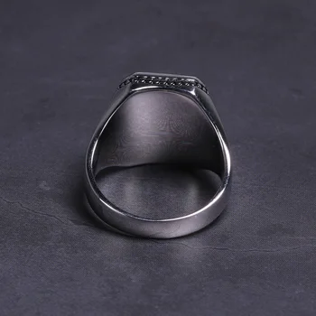 Skutočné Pevné 925 Sterling Silver Ring Jednoduché Pre Mužov S Čierny Štvorec Na Ploché Gél Kameň Vysoký Leštenie Blízkom Východe Tureckej Šperky