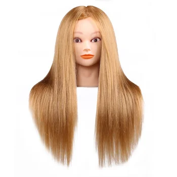 Skutočné vlasy salon praxe vedúci model môže byť farbené a bielené kučeravé vlasy, strih kati plnú hlavu skutočné vlasy figuríny hlavu model bábiky