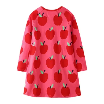 Skákanie Metrov Apple Šaty Pre Dievčatká Princezná Bavlnené Oblečenie Na Jeseň Deti Kostým Tlač Dievčatá Šaty 2019 Nový Rok