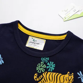 Skákanie metrov Chlapci Letné tričká Bavlna Dinosaurov Zvieratá Vytlačené Deti Tričká Topy pre Deti Nosenie