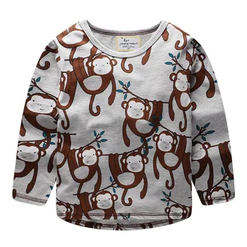 Skákanie metrov Deti, t košele bavlna, Dlhý rukáv, s roztomilý zvieratá potlačené tričká pre chlapčeka lenivosť deti oblečenie baby topy