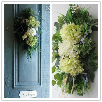 Skúmie Zelené listy Dvere nadpražia Kvet Zrkadlo Umelý Kvet garland svadobné kvetinové Pozadie rekvizity