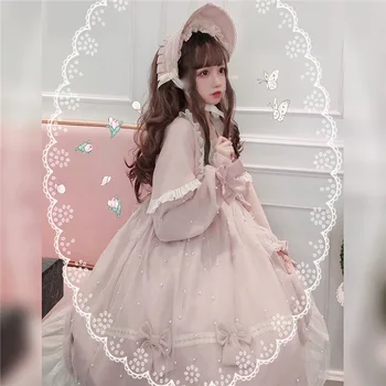 Sladká princezná lolita šaty vintage falbala bowknot svietidla rukáv vysoký pás viktoriánskej šaty kawaii dievča gothic lolita op loli