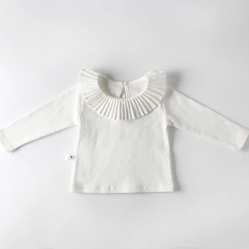 Sladké dievčatká tričko bavlna, dlhý rukáv skladaný golier dieťa novorodenca tričko pre deti topy deti outwear 0-24m