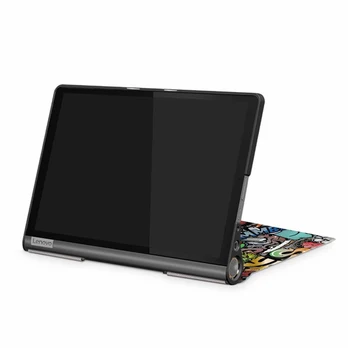 Slim 3 násobne Maľované Flip stojan PU Kryt Prípade Lenovo Yoga Tab 5 YT-X705 /Jogy Smart Kartu YT-X705F Ochranca Kože shell + pero