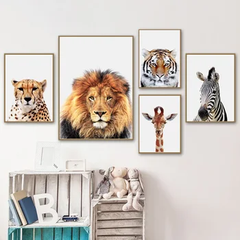 Slon Leopard, Lev, Tiger, Žirafa, Zebra Wall Art Plátno Na Maľovanie Nordic Plagáty A Potlačou Obrazov Na Stenu Pre Obývacia Izba Dekor