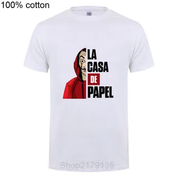 Slávny Dom Papierové Peniaze Heist La Casa De Abstraktných Tričko Krátky Rukáv T-shirt Pre Mužov Plus Veľkosť Bavlna Tím Tee Tričko Camiceta