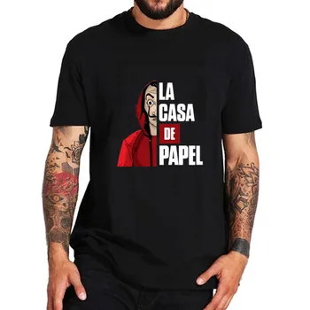 Slávny Dom Papierové Peniaze Heist La Casa De Abstraktných Tričko Krátky Rukáv T-shirt Pre Mužov Plus Veľkosť Bavlna Tím Tee Tričko Camiceta