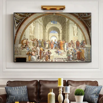 Slávny obraz Umeleckej Školy Atén Raphael, Plagáty a tlač na Plátno na Stenu Umenie Fotografie pre Obývacia Izba Dekor Č Rám