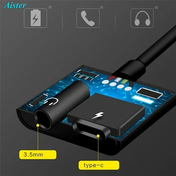 Slúchadlá a Nabíjací Adaptér 2 v 1, USB Typ C na 3,5 mm Jack pre Slúchadlá Audio Adaptér pre Xiao 8/6/poznámka 3/ Letv 2/3