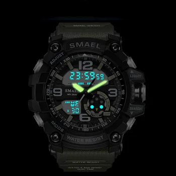 SMAEL Mužov Vojenskej Hodinky Vodotesné 50m Náramkové hodinky LED Quartz Hodiny Muž relogios masculino 1617 Digitálne Športové Hodinky pánske