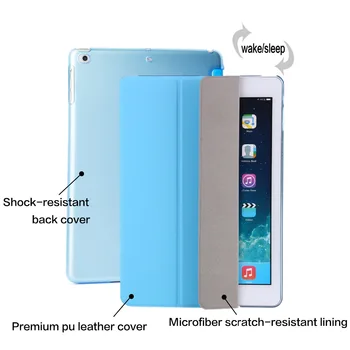 Smart Case Pre ipad Vzduchu model A1474 A1475 A1476 PU kožené puzdro spánku wake-up Cover Funda shell pre iPad 5 slim stojan magnetické