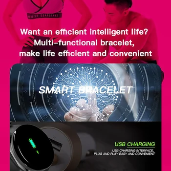 Smart Hodinky Kolo Srdcovej frekvencie Fitness Tracker Hodinky Krvný Tlak Monitor Smartwatch Muži Ženy Bluetooth Hodiny pre Android, IOS