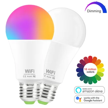 Smart LED Žiarovka Wifi Stmievateľné RGB Lampa E27 B22 15W 85-265V Hlasové Ovládanie Wifi Svetlo RGBW RGBWW Práce s Amazon Alexa Domovská stránka Google