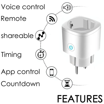 Smart Plug WiFi Zásuvky EÚ 16A Načasovanie Funkcia Tuya SmartLife APP Riadenie Alexa Google Asistent S Hlasovým ovládaním