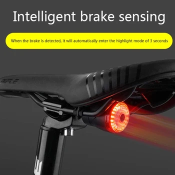 Smart Požičovňa Light indukčné zadné svetlo Auto Start Stop Cestnej Bike LED Svetlo, Vodotesné zadné Svetlo s USB Cyklistické Späť Zadné Svetlo