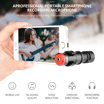 Smartphone Live Vysielanie In-Line Mikrofón Vlog Mobilný Telefón Fotografovanie Nahrávanie Mikrofón pre Iphone Huawei Xiao atď
