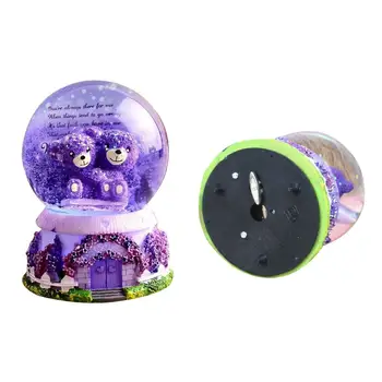 Sneh Svete Music Box Snow Globe Levandule Purpurový Medveď Crystal Ball Music Box Svetlá Snehové Vločky Narodeniny Priateľku, Darček