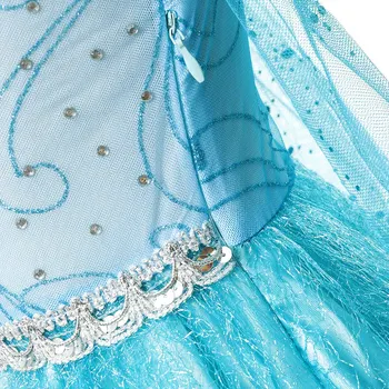 Snehová Kráľovná Elza Súbory Na Party Šaty Dievčatá Modrá Elsa Maškarný Kostým Princezná Deti Sequin Dlhý Plášť Halloween Narodeniny Sprievod Oblečenie