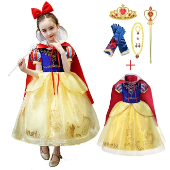 Snow White Princess Party Šaty Deti Vianočné Cosplay Oblečenie Krátke Kvetinovej Čipky A Tylu Šaty Pre Dievčatá