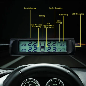Snímač batérie vymeniteľné Solárne monitorovanie tlaku v pneumatikách tlak vzduchu v pneumatikách alarm Pneumatiky úniku signál vysokej teploty, USB, systém monitorovania tlaku v pneumatikách