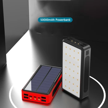 Solar Power Bank 50000mAh Solárna Nabíjačka 4 USB Typu C Externú Batériu Powerbank pre Xiao MI iPhone 11 8 X Smartphone Poverbank