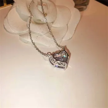 Solitaire Srdce tvar Sľub Prívesok Veľký 15mm AAAAA cz Reálne 925 sterling silver Prívesky, náhrdelníky pre ženy Šperky