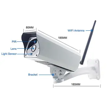 Solárna WiFi IP Kamera 1080P HD Vonkajšie Nabíjanie Batérie Bezdrôtová Bezpečnostná Kamera PIR detektor Pohybu Bullet KAMEROVÝ Dohľad