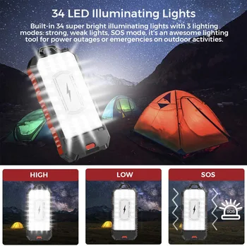 Solárne Bezdrôtové Nabíjanie Držiak Powerbank 30000 Ma Mobile Power LED Camping Lampa