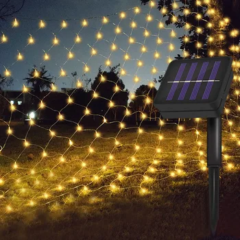 Solárne Čistý Oka String Svetlá Vonkajšie Nepremokavé 200LEDs 8 Režimov Víla Svetlo Vianoce Svadba Záhrada, Terasa, LED Ligotať Čisté Svetlo