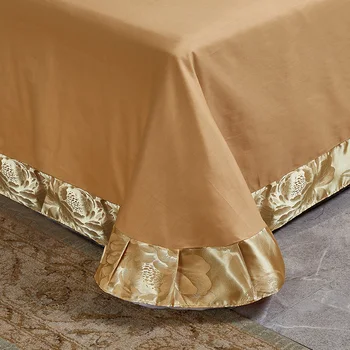 Sondeson Luxusné Euro Žakárové Zlato Posteľná Bielizeň Nastaviť Vytlačené Perinu Obliečka Na Vankúš Plochý List Posteľná Bielizeň Dvojité Kráľovná King Bed Nastaviť