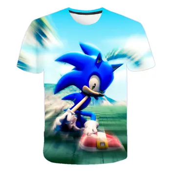 Sonic the hedgehog tričko chlapcov oblečenie 8 rokov harajuku tričko Bežné Cartoon 3D Vytlačené Streetwear Tričko Polyester O-Krku