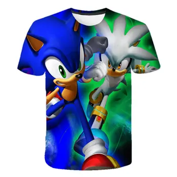 Sonic the hedgehog tričko chlapcov oblečenie 8 rokov harajuku tričko Bežné Cartoon 3D Vytlačené Streetwear Tričko Polyester O-Krku