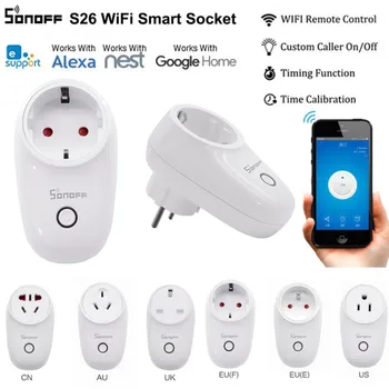 Sonoff S26 WiFi Smart Plug EU/US/UK/CN/AU Bezdrôtový Zapojte Napájacie konektory Smart Home Prepínač Pracovať S Alexa Google Asistent IFTTT