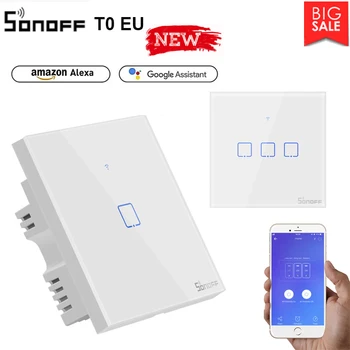 SONOFF T0 EÚ Smart Switch Panel Štandardné 1/2/3 Gang, Diaľkové Ovládanie EWeLink pre Lampa Dotyk Aktualizovaná Verzia domácich kutilov