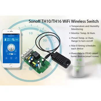 Sonoff TH 10A/16A Smart wifi Prepnúť Regulátor s Teplotný senzor A Nepremokavé Vlhkosť Monitorovanie Inteligentných Domov
