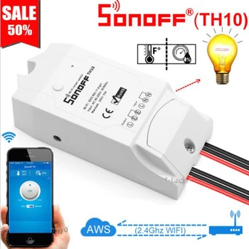 Sonoff TH10 WiFi Smart Switch Prepínač Bezdrôtovej komunikácie Smart Home Moduly Teploty Snímač Vlhkosti Monitor s Alexa Domovská stránka Google