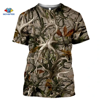 SONSPEE Outdoor, Lov Kamufláž T-shirt Mužov 3d Tlač Letnej Pohode Vojenské Topy Šport Camo Tábor Telocvični Tees Tričká Pánske Oblečenie