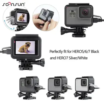 SOONSUN Štandardný Rám Montáž Ochranného krytu puzdro pre GoPro Hero 5 6 7 Black pre Go Pro HERO7 Biela Striebro Akcia Fotoaparát
