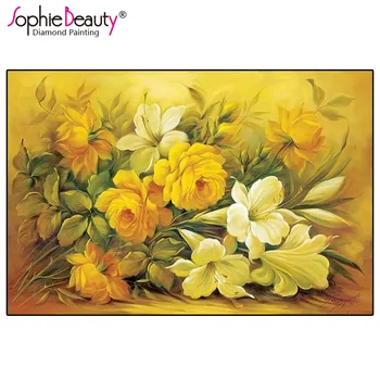 Sophie Krásy Diy Diamond Maľovanie Cross Stitch Klasická Kvetinové Kytice Plné Remeselníci Výšivky Remeslá Mozaiky Domova