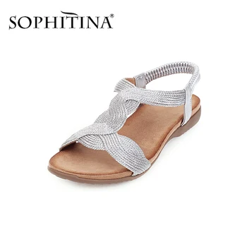 SOPHITINA Módne Ženy Sandále T-Viazané Elastické Dizajn Vysokej Kvality Bežné Pohodlné Slip-On Topánky Letné Stručné Sandále PO449