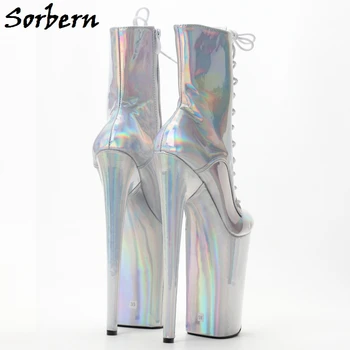 Sorbern Holografické Strieborné Topánky Ženy Drag Queen Crossdressing Exotické Pól Tanečné Topánky Stipper 6