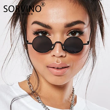 SORVINO 2020 Retro Chudá Kolo Steampunk slnečné Okuliare Muži Ženy Značky Dizajnér Okuliare Lady Mens Kruhu Slnečné Okuliare Odtiene SP152