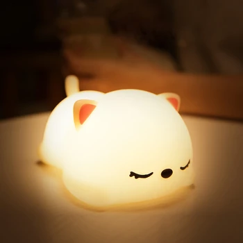 Spiacu Mačku Svetlo Farebné Škôlky Lampa Silikónové LED Nočné Svetlo Zvierat USB Cartoon Dieťa Detí, Darček k Narodeninám Hračka