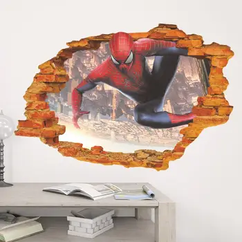 SpiderMan Rozbité Samolepky na Stenu Otvorom Lil Peep Lezenie Odstrániť 3D Adhesivos Porovnanie Obývacia Izba Pozadí Domova Priemyselné Umenie
