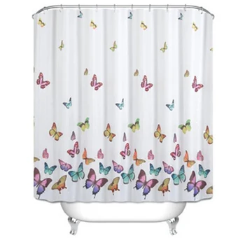 Sprchový Záves, Viacfarebná Motýle Opony Polyester Textílie Nepremokavé Jednoduché Tlačené Polyester Waterproof Sprchový Záves