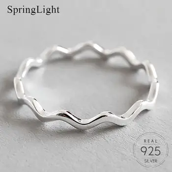Springlight Minimalistický Dizajn Tenká Čiara, Krivka Krúžok Reálne 925 Sterling Silver Kreatívne Ručné Jemné Šperky Prstene pre Ženy Darček