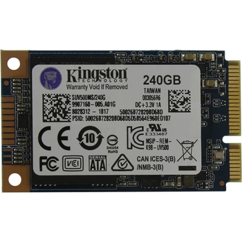 SSD Kingston UV500 SUV500MS / 240G SSD, 240GB, rozhraním mSATA (mini SATA), čítať: 520 Mb / s, zápis: 500 Mb / s, TLC 3D NAND, TRIM, AES 256-bit